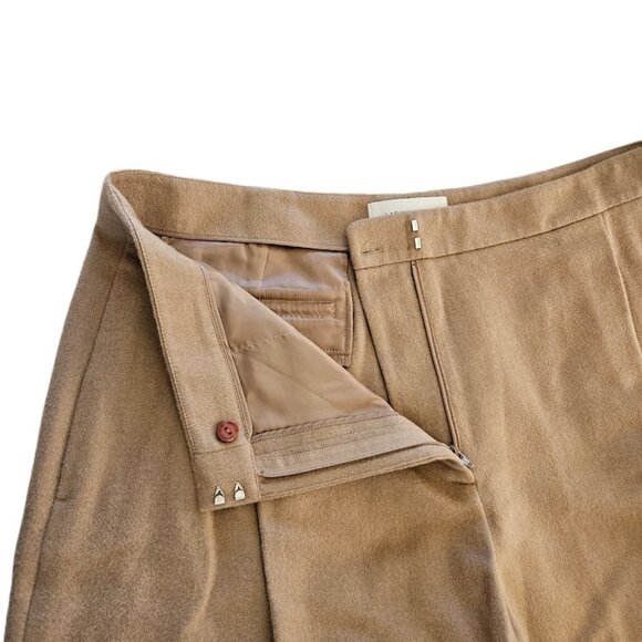 Lafayette 148 Camel Hair Cooper Pleated Barrel Leg Ankle Pant Camel 14 - Picture 5 of 15